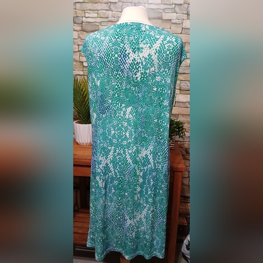 Womens XL Green Maxi Snakeskin Cowl Neck Dress - Picture 3 of 5